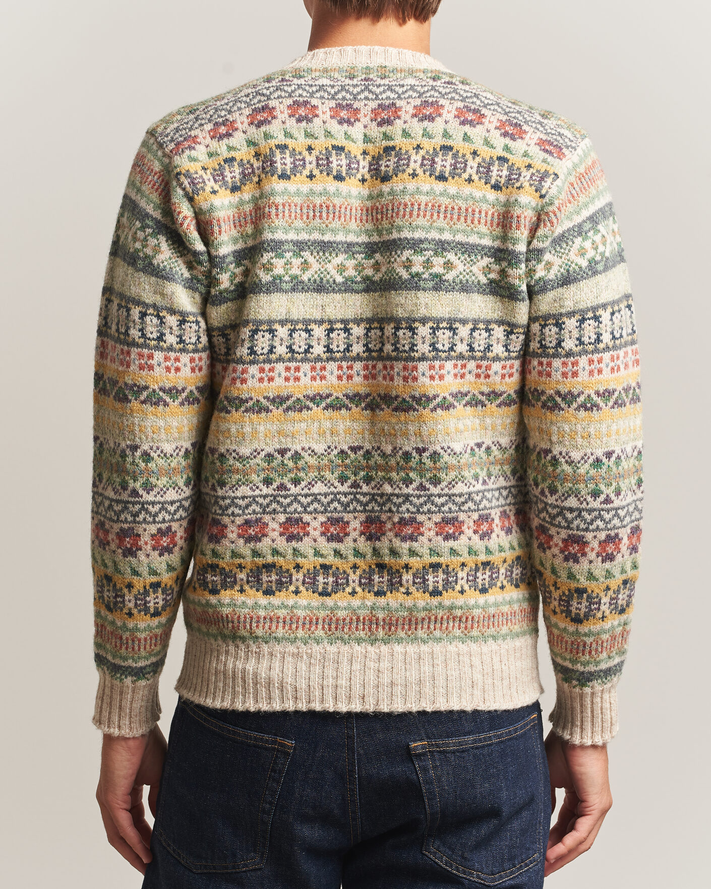 Uomini | Maglieria | Jamieson's of Shetland | Jamiesons Of Shetland All Over Fair Isle Pullover Crew Neck Beige