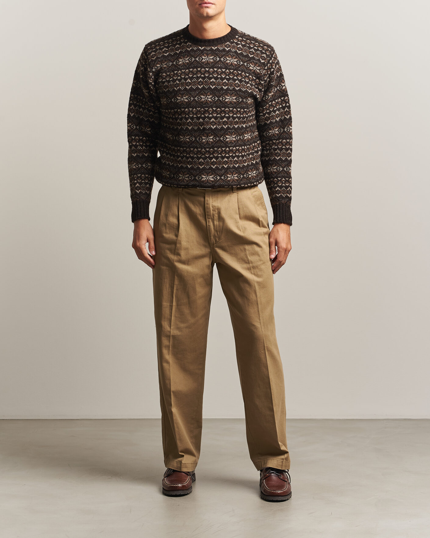 Uomini | Maglieria | Jamieson's of Shetland | Jamiesons Of Shetland All Over Fair Isle Pullover Crew Neck Dark Brown