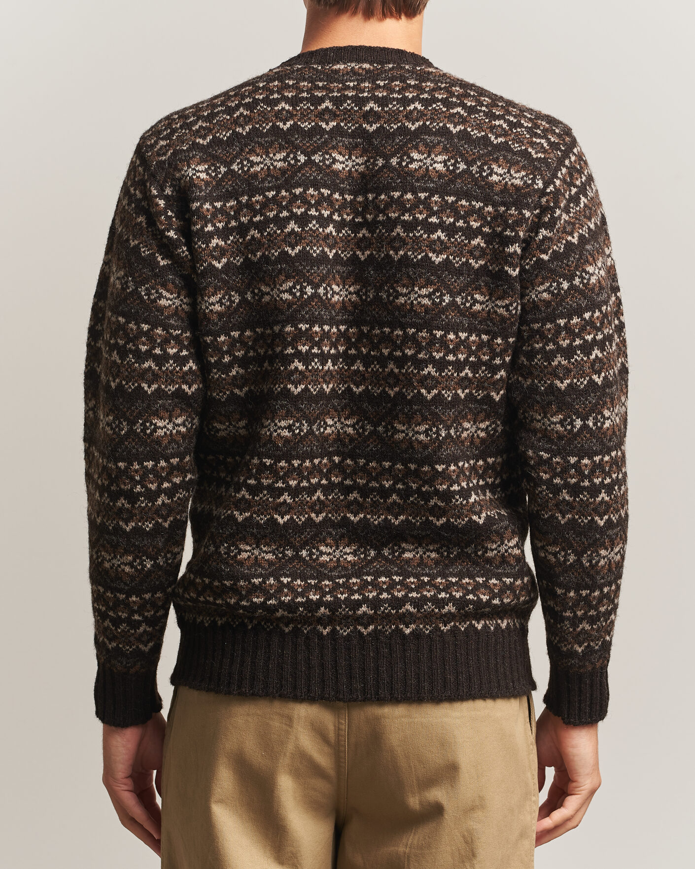 Uomini | Maglieria | Jamieson's of Shetland | Jamiesons Of Shetland All Over Fair Isle Pullover Crew Neck Dark Brown