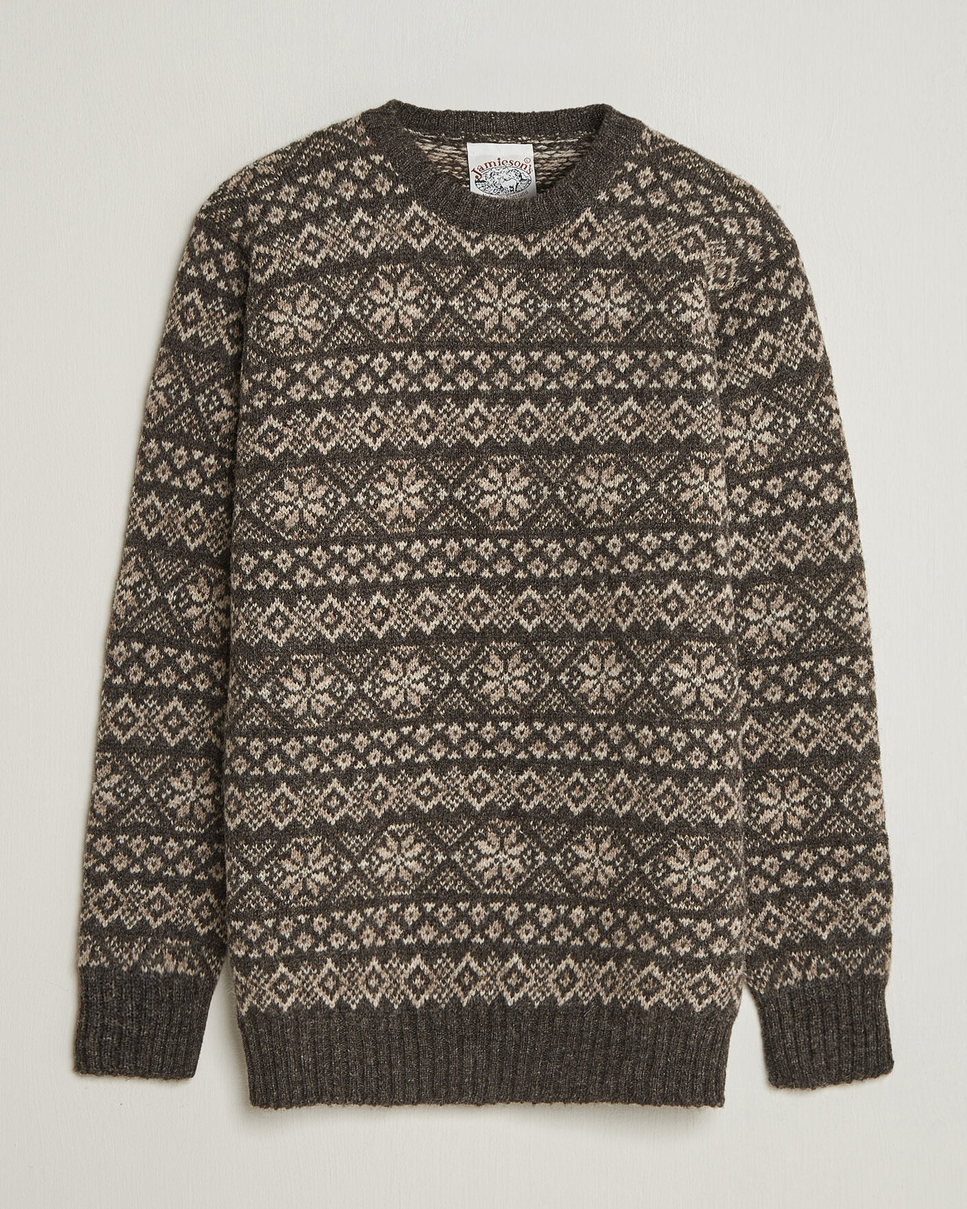 Uomini | Maglieria | Jamieson's of Shetland | Jamiesons Of Shetland All Over Fair Isle Pullover Crew Neck Grey