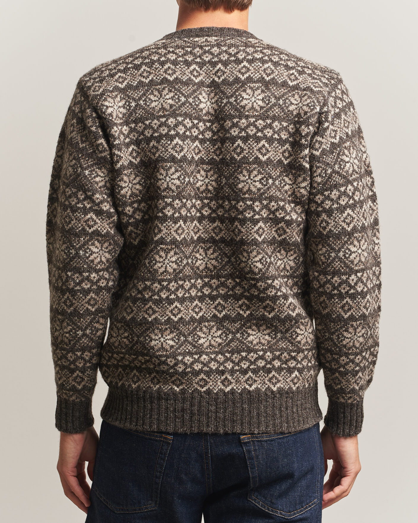 Uomini | Maglieria | Jamieson's of Shetland | Jamiesons Of Shetland All Over Fair Isle Pullover Crew Neck Grey