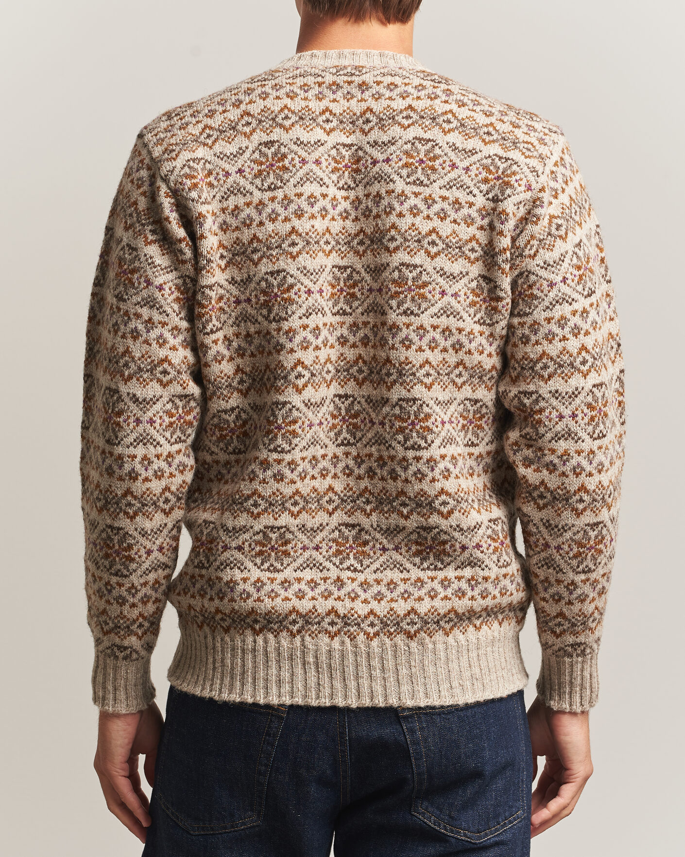 Uomini | Maglieria | Jamieson's of Shetland | Jamiesons Of Shetland All Over Fair Isle Pullover Crew Neck Natural