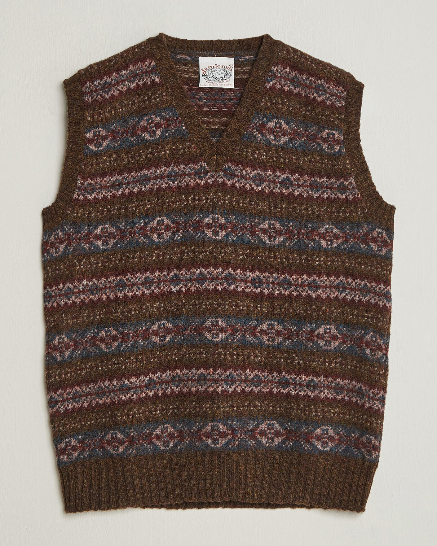 Uomini | Maglieria | Jamieson's of Shetland | Jamiesons Of Shetland All Over Fair Isle Slipover Moss Green