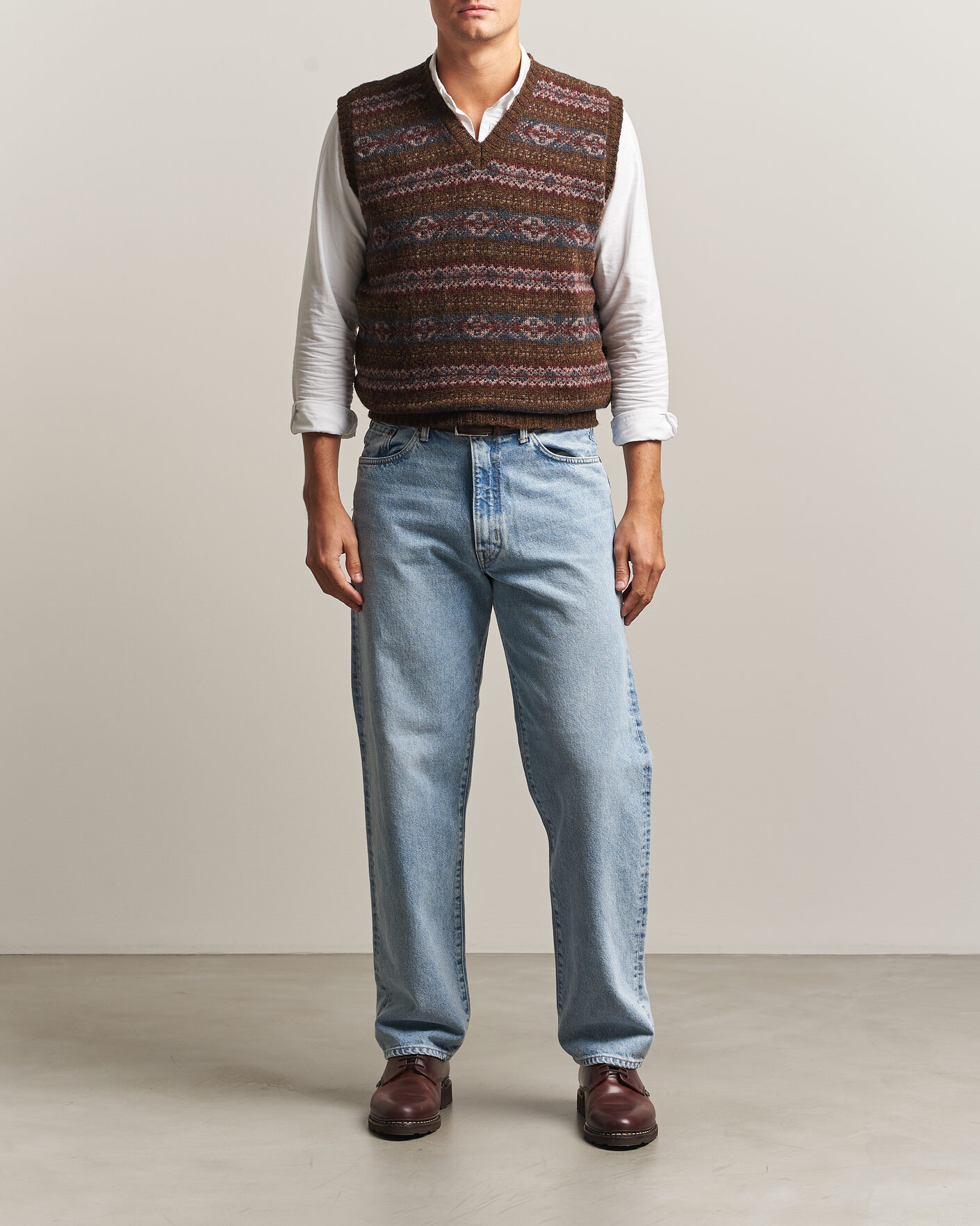 Uomini | Maglieria | Jamieson's of Shetland | Jamiesons Of Shetland All Over Fair Isle Slipover Moss Green