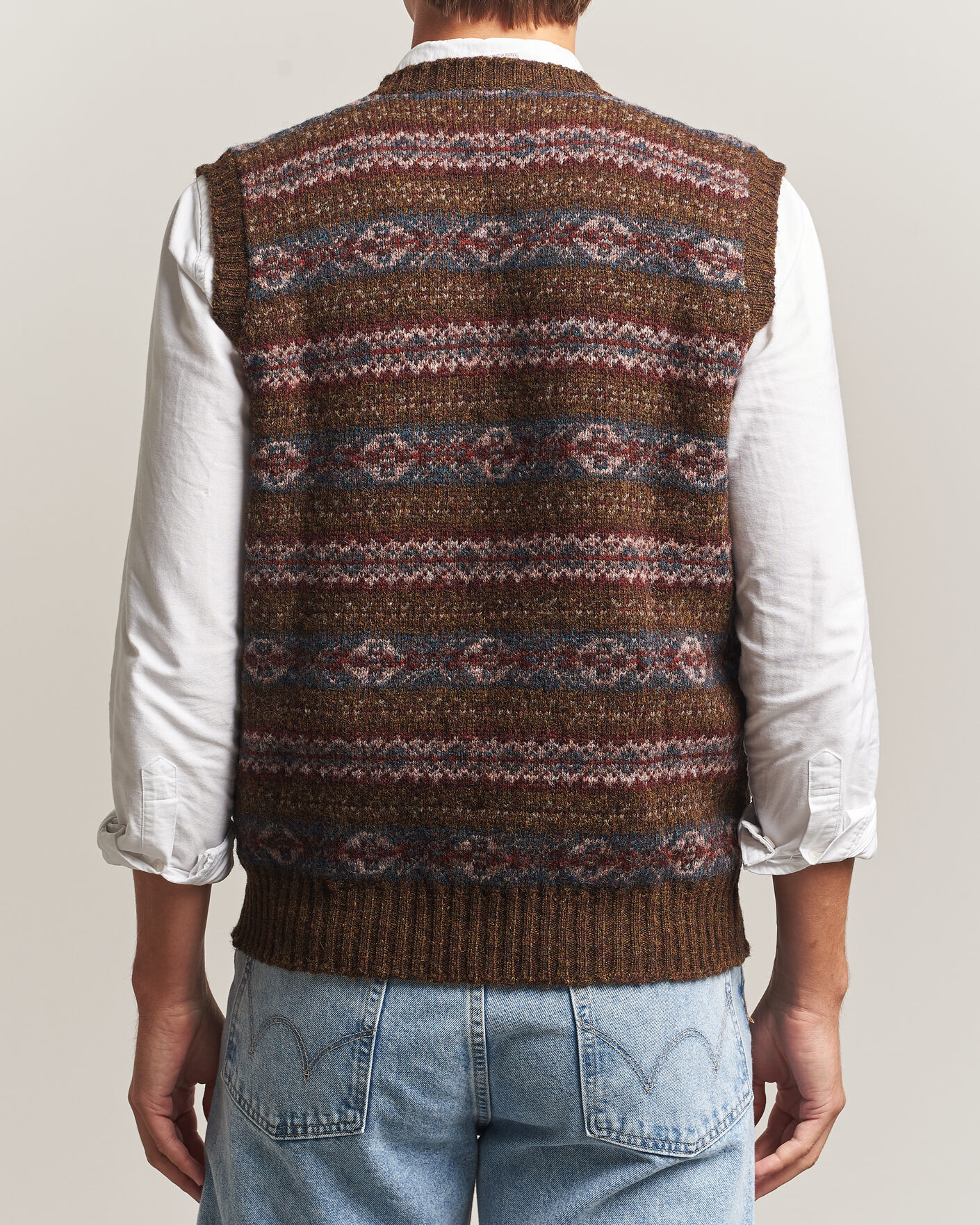 Uomini | Maglieria | Jamieson's of Shetland | Jamiesons Of Shetland All Over Fair Isle Slipover Moss Green