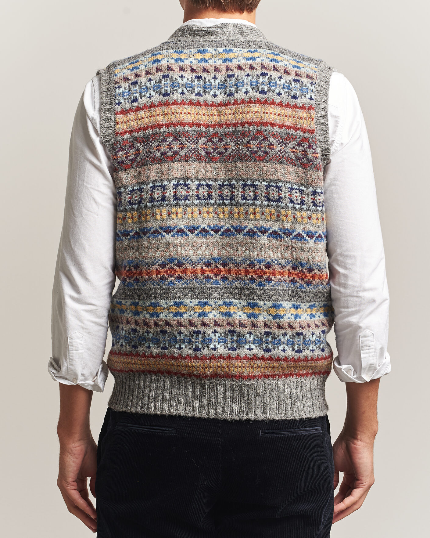 Uomini | Maglieria | Jamieson's of Shetland | Jamiesons Of Shetland All Over Fair Isle Waistcoat Grey