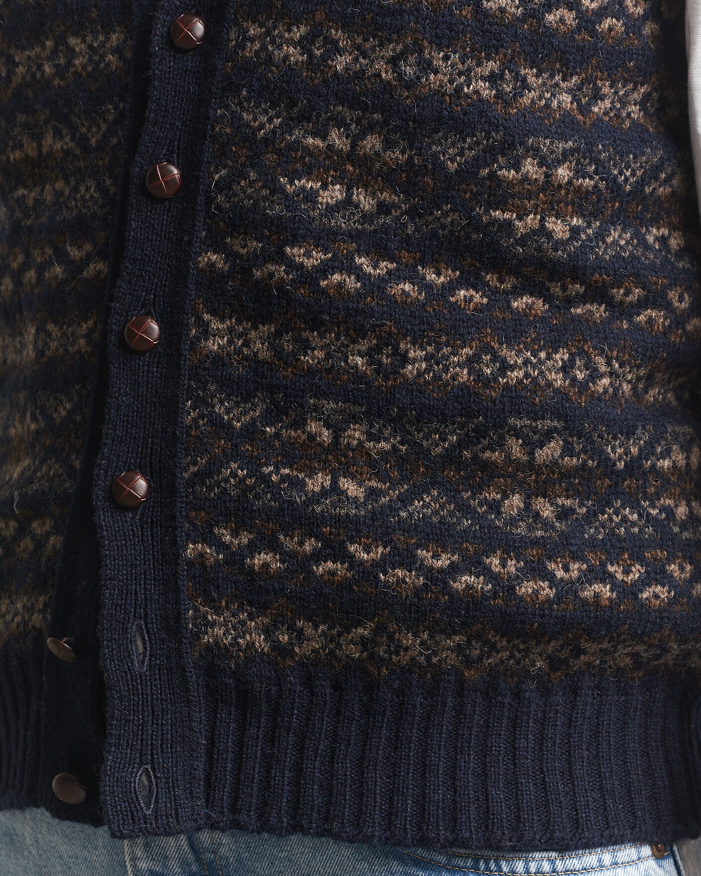 Uomini | Maglieria | Jamieson's of Shetland | Jamiesons Of Shetland All Over Fair Isle Waistcoat Navy
