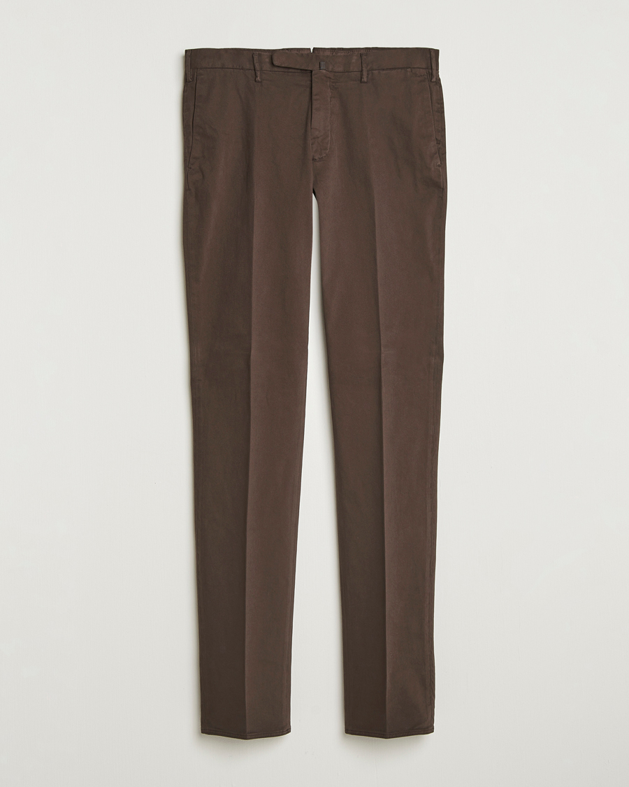 Uomini | Pantaloni | Incotex | Slim Fit Cotton Stretch Chinos Dark Brown