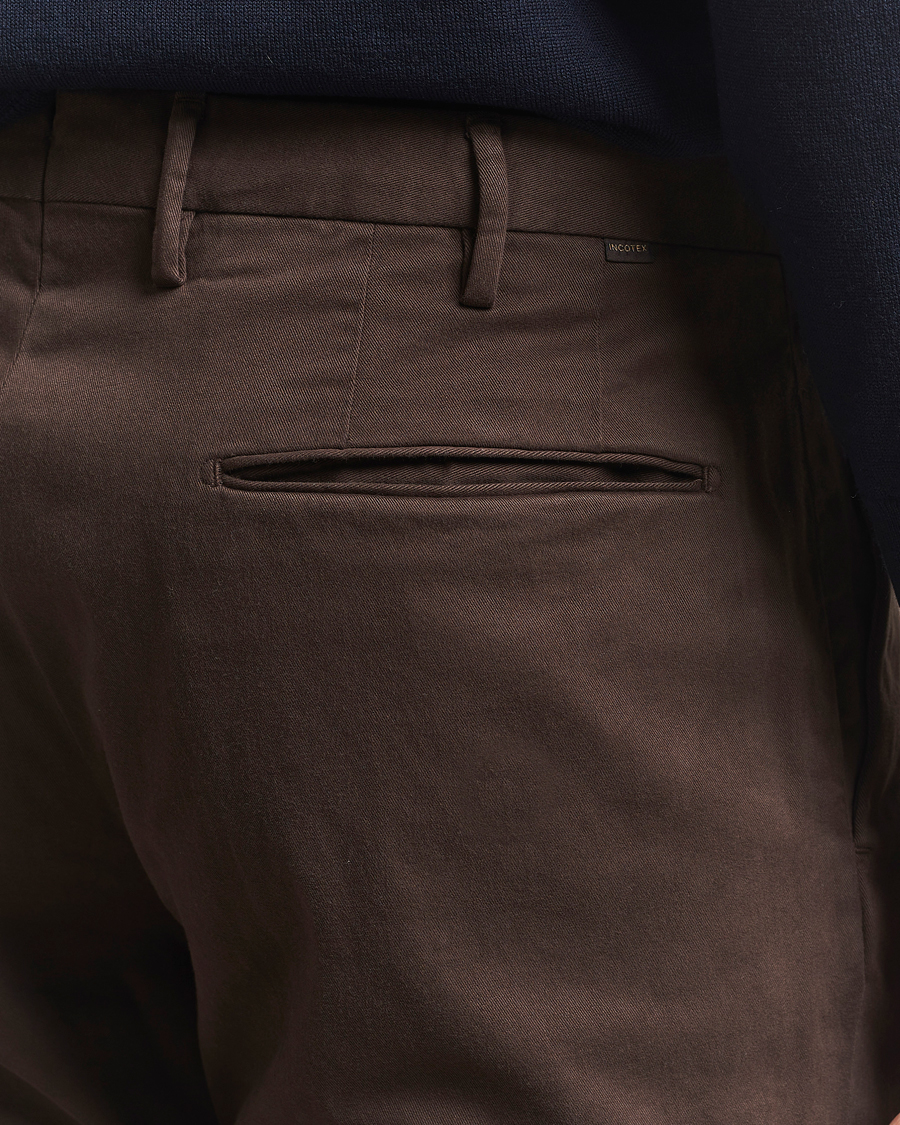 Uomini | Pantaloni | Incotex | Slim Fit Cotton Stretch Chinos Dark Brown