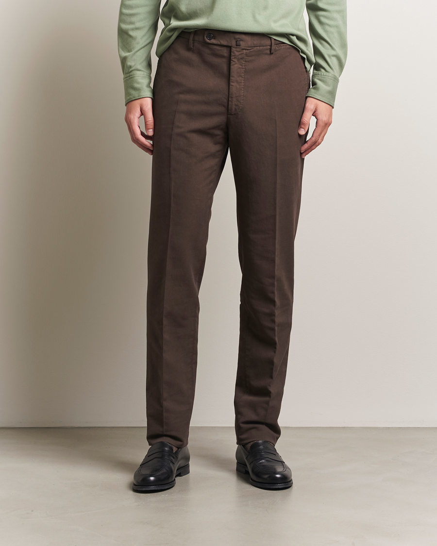 Uomini | Pantaloni | Incotex | Regular Fit Cotton Stretch Chinos Dark Brown