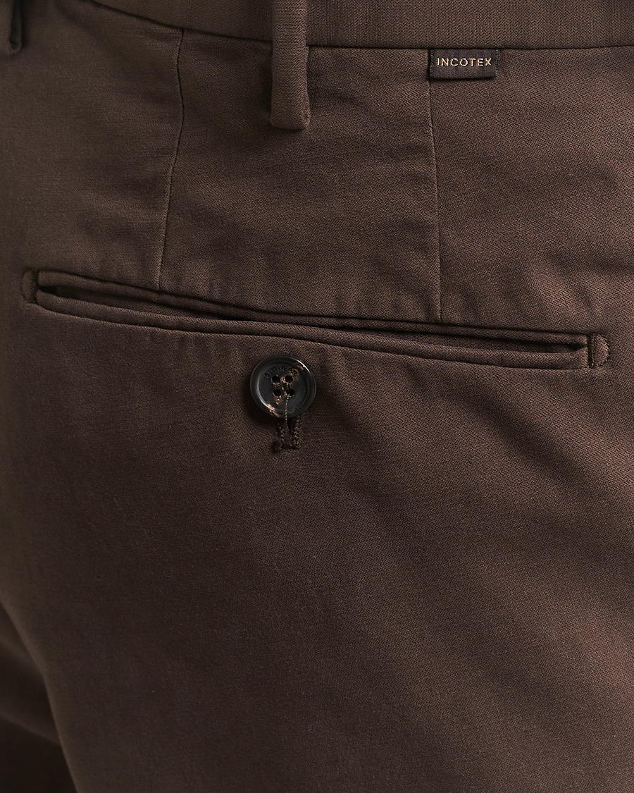 Uomini | Pantaloni | Incotex | Regular Fit Cotton Stretch Chinos Dark Brown