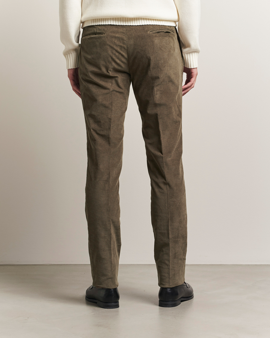 Uomini | Pantaloni | Incotex | Slim Fit Baby Corduroy Trousers Taupe