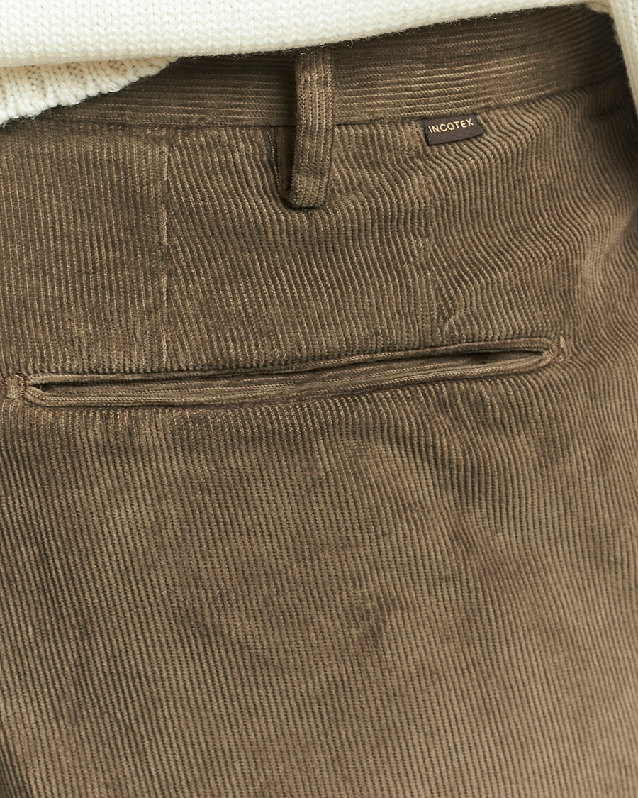 Uomini | Pantaloni | Incotex | Slim Fit Baby Corduroy Trousers Taupe