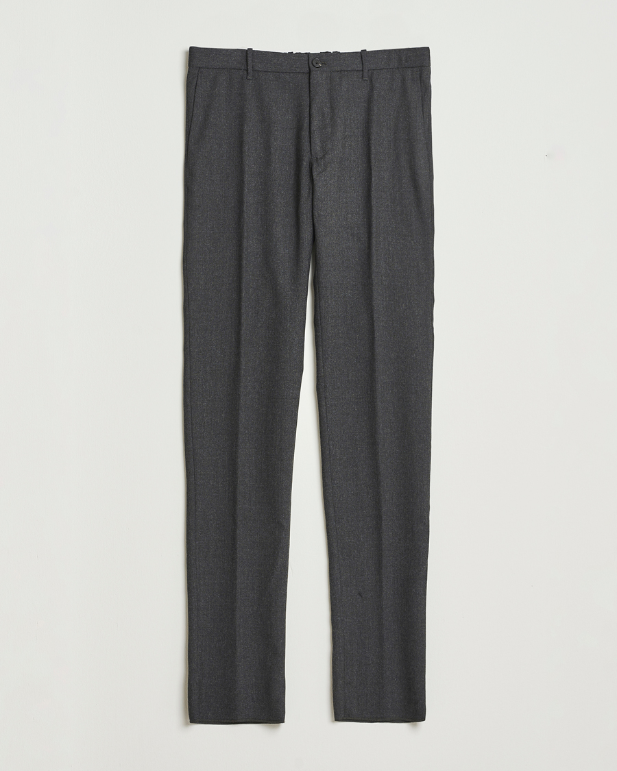 Uomini | Pantaloni | Incotex | Slim Fit Washable Flannel Trousers Charcoal