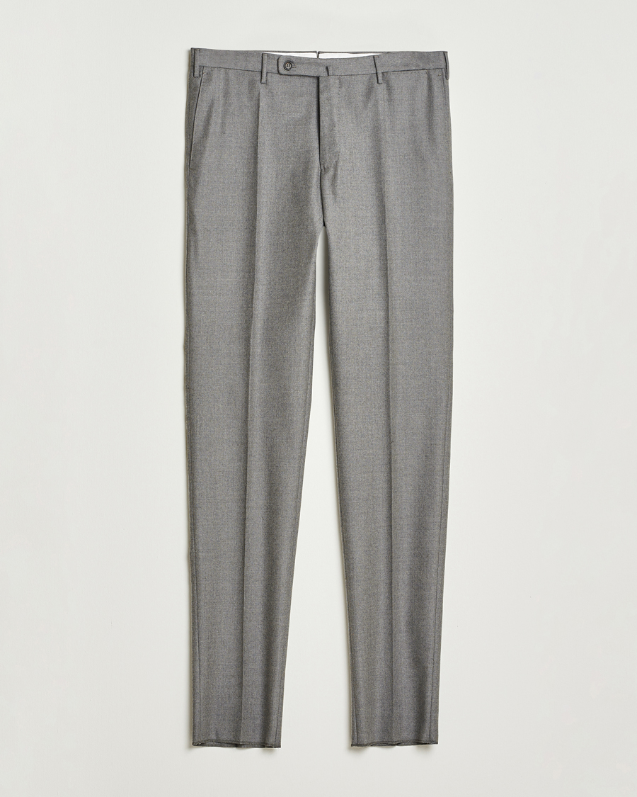 Uomini | Pantaloni | Incotex | Regular Fit Worsted Flannel Trousers Light Grey