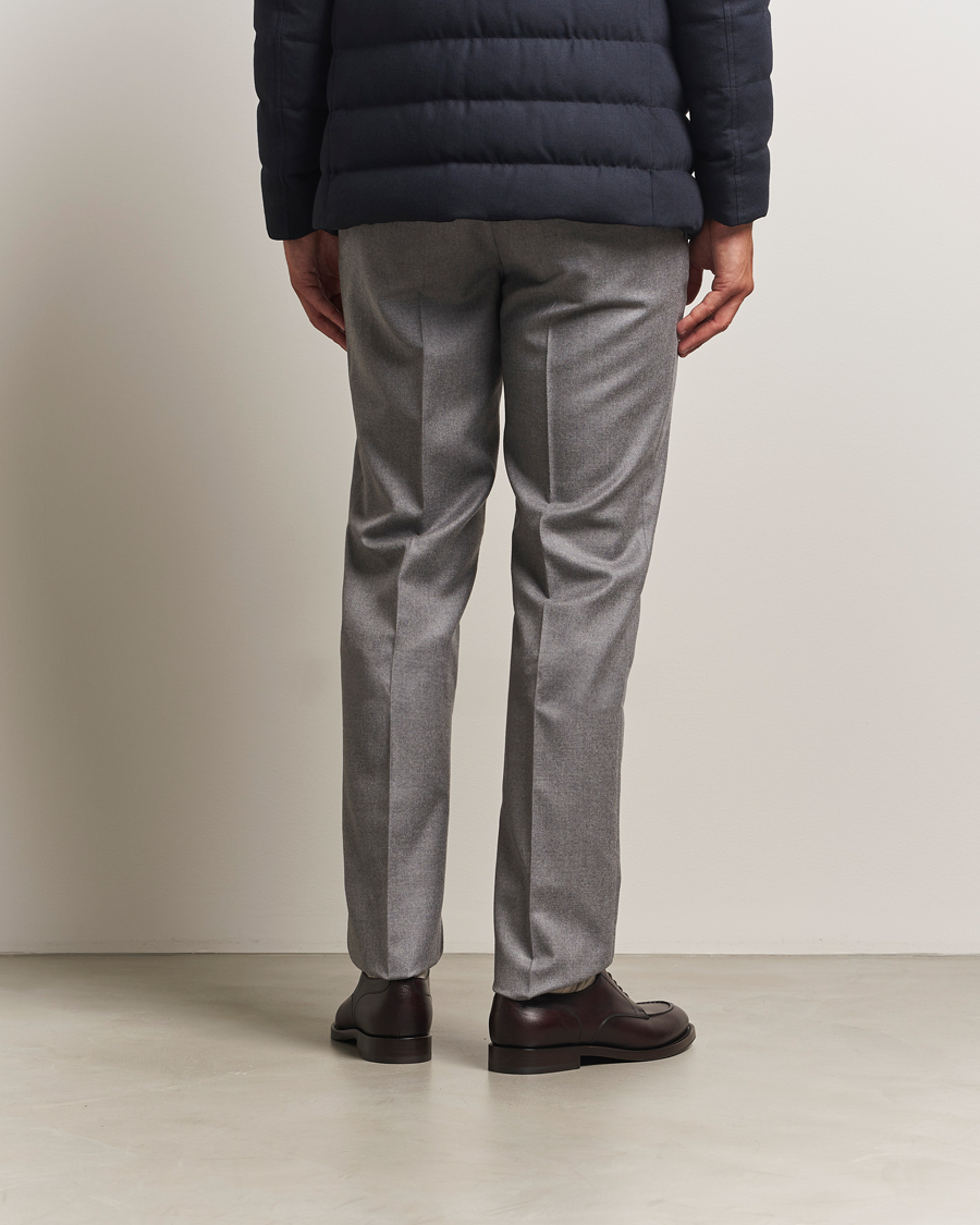 Uomini | Pantaloni | Incotex | Regular Fit Worsted Flannel Trousers Light Grey