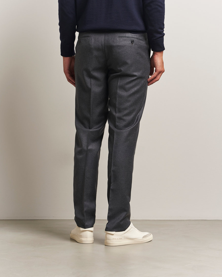 Uomini | Pantaloni | Incotex | Regular Fit Worsted Flannel Trousers Grey Melange