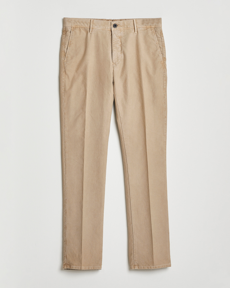 Uomini | Pantaloni | Incotex | Slim Fit Garment Dyed Slacks Beige