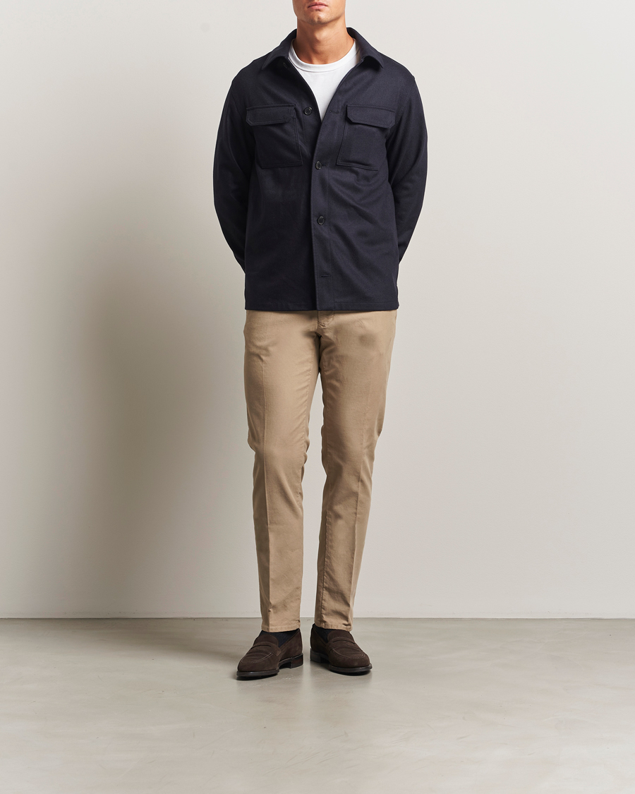 Uomini | Pantaloni | Incotex | Slim Fit Garment Dyed Slacks Beige