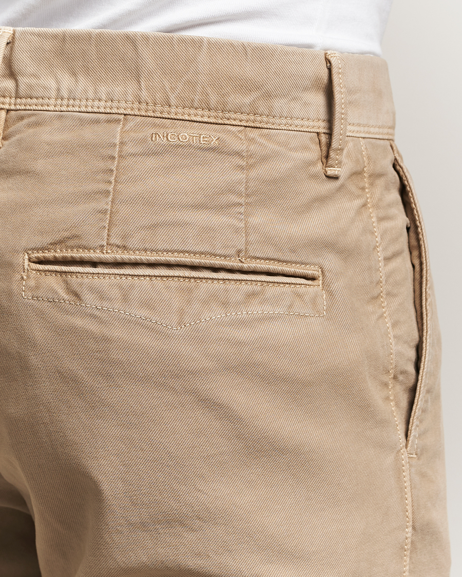Uomini | Pantaloni | Incotex | Slim Fit Garment Dyed Slacks Beige