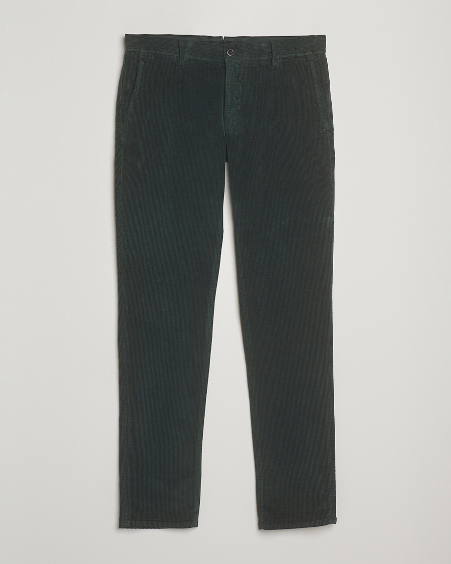 Uomini | Pantaloni | Incotex | Slim Fit Leisure Cord Slacks Dark Green