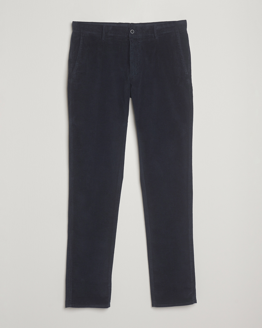 Uomini | Pantaloni | Incotex | Slim Fit Leisure Cord Slacks Navy
