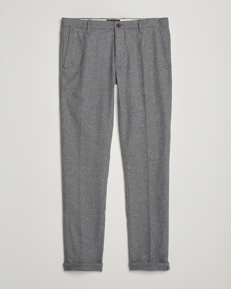 Uomini | Pantaloni | Incotex | Slim Fit Washed Flannel Slacks Light Grey