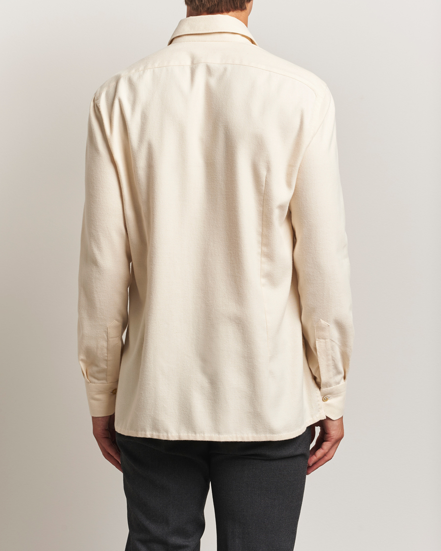 Uomini | Camicie | Kiton | Cotton Flannel Sport Shirt Cream