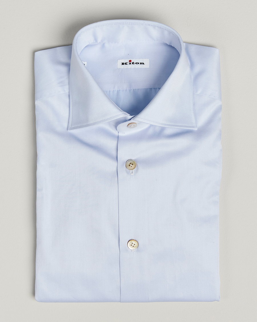 Uomini | Camicie | Kiton | Cotton Dress Shirt Light Blue
