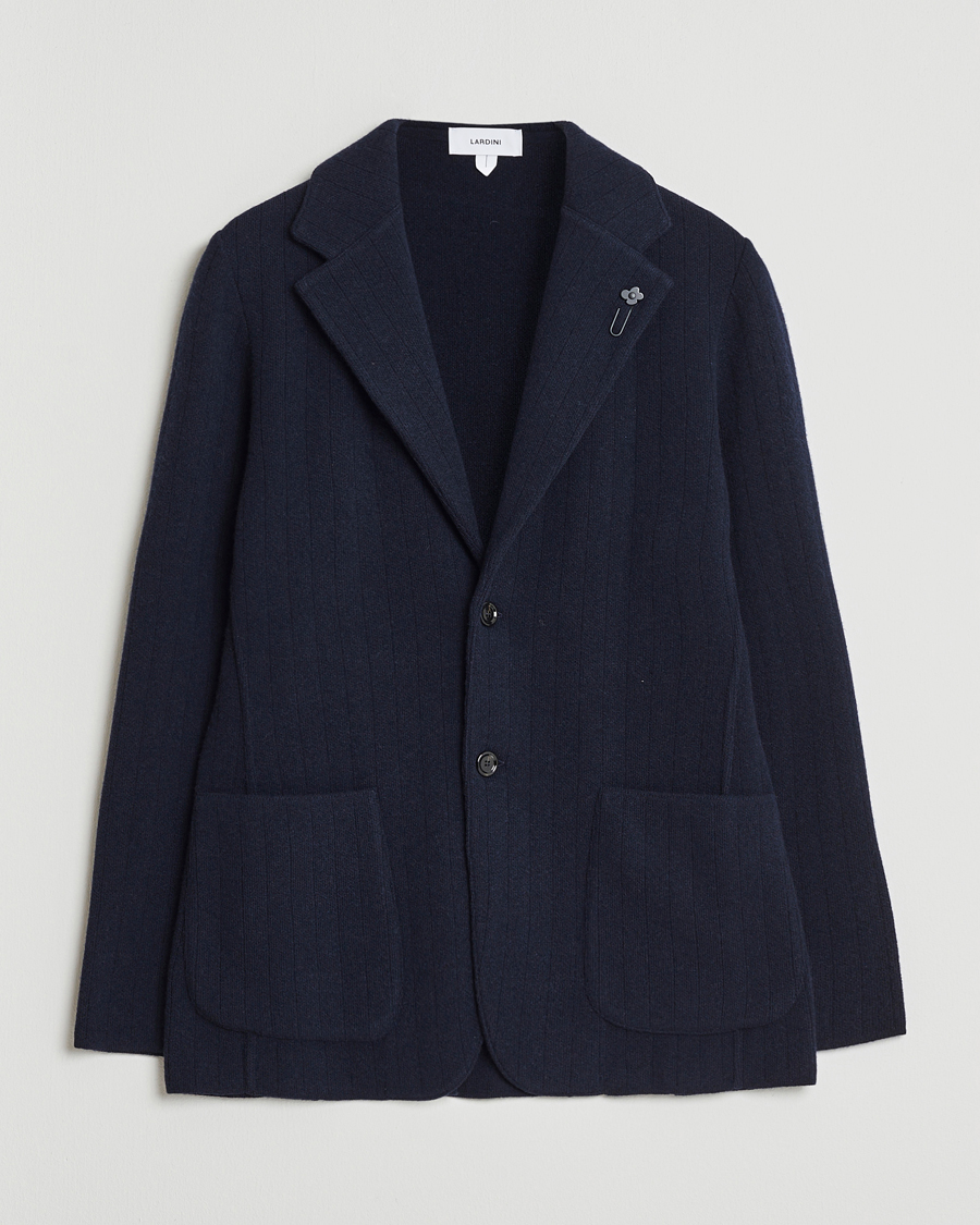 Uomini | Blazers | Lardini | Wool/Cashmere Knitted Blazer Navy