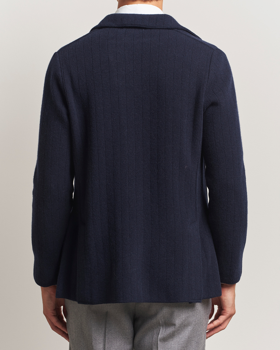 Uomini | Blazers | Lardini | Wool/Cashmere Knitted Blazer Navy