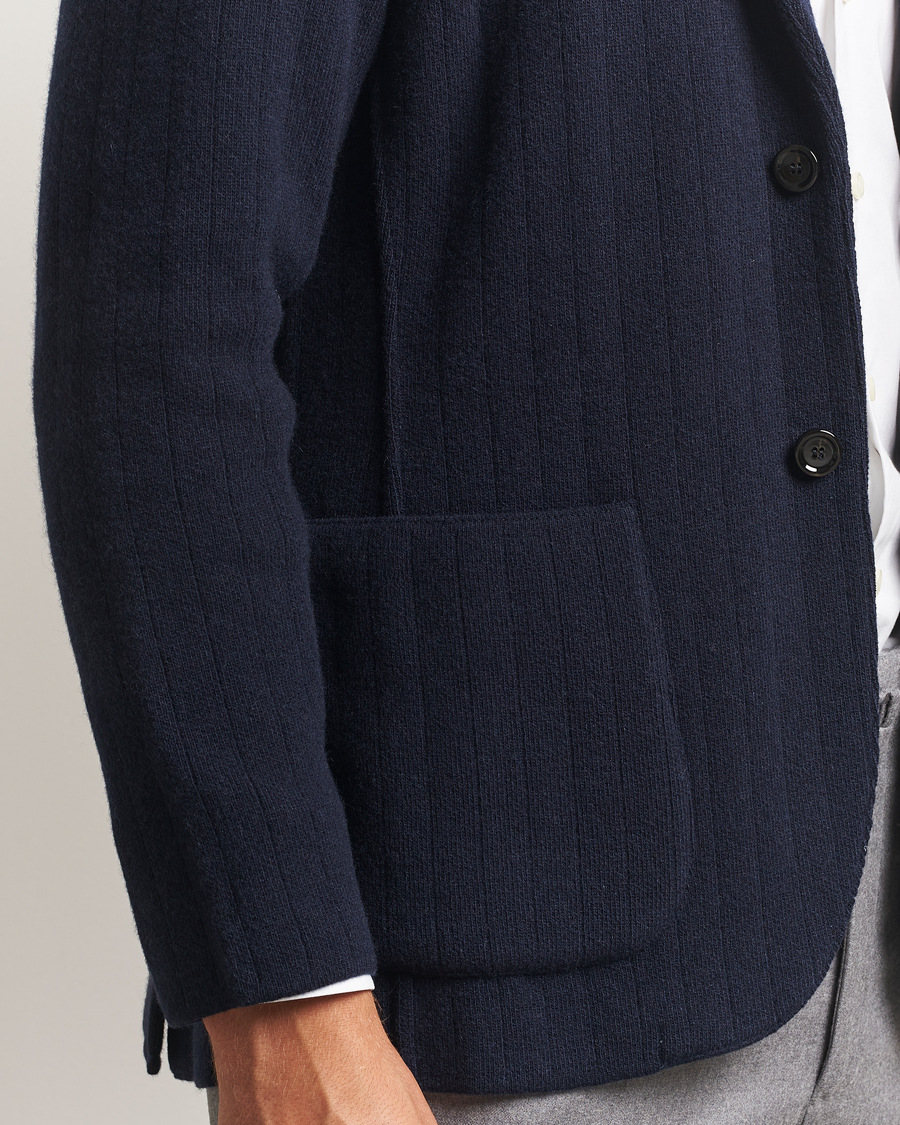 Uomini | Blazers | Lardini | Wool/Cashmere Knitted Blazer Navy