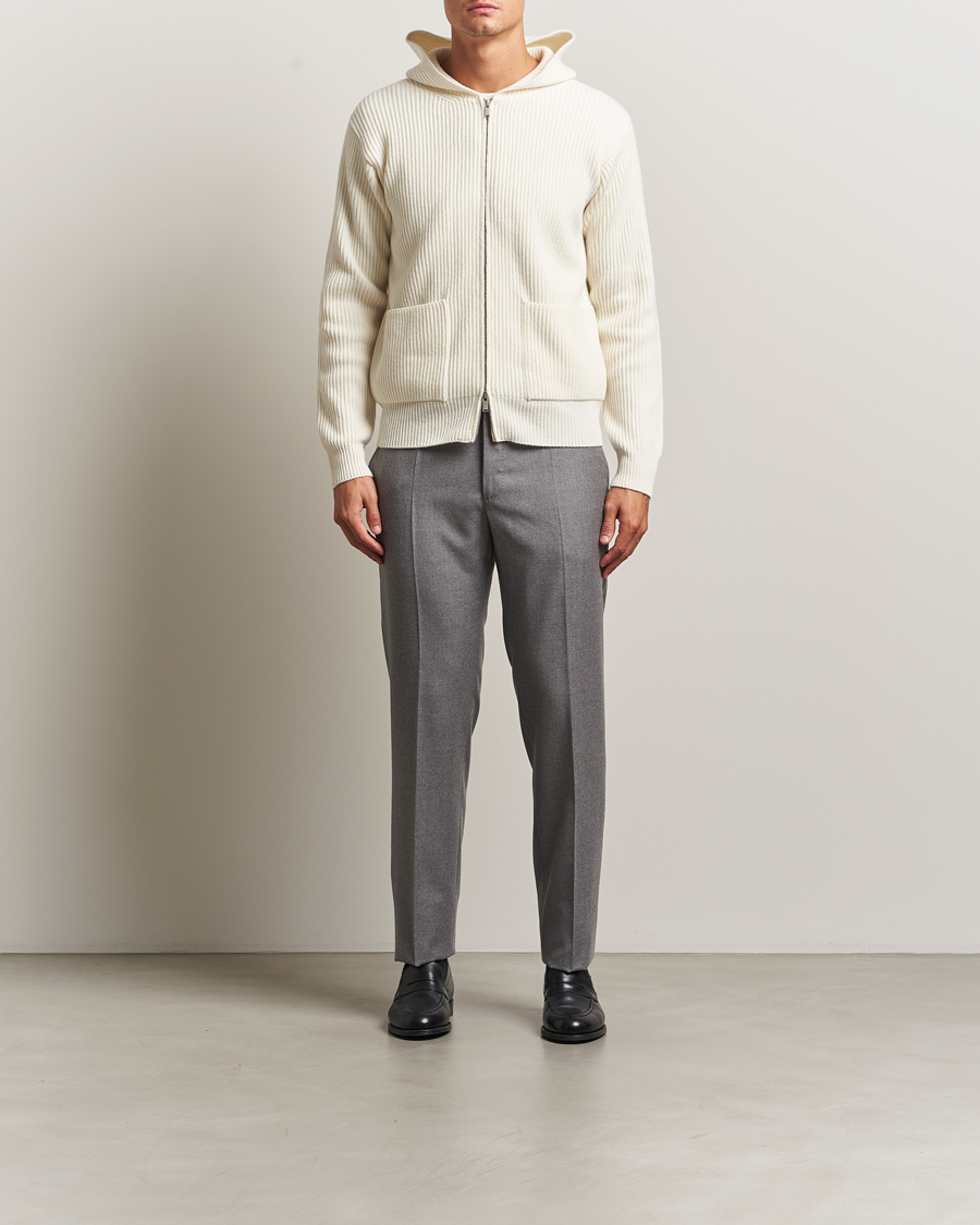 Uomini | Maglieria | Lardini | Wool/Cashmere Knitted Full Zip Hood White