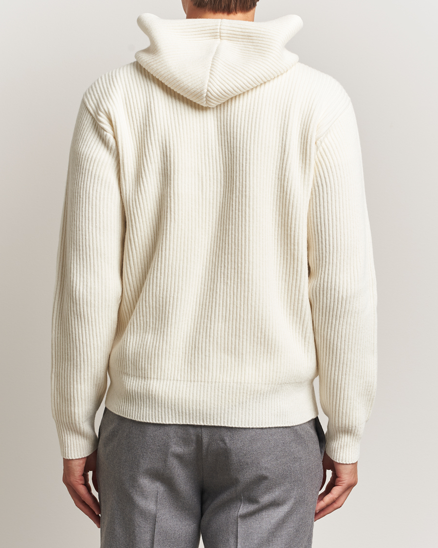 Uomini | Maglieria | Lardini | Wool/Cashmere Knitted Full Zip Hood White