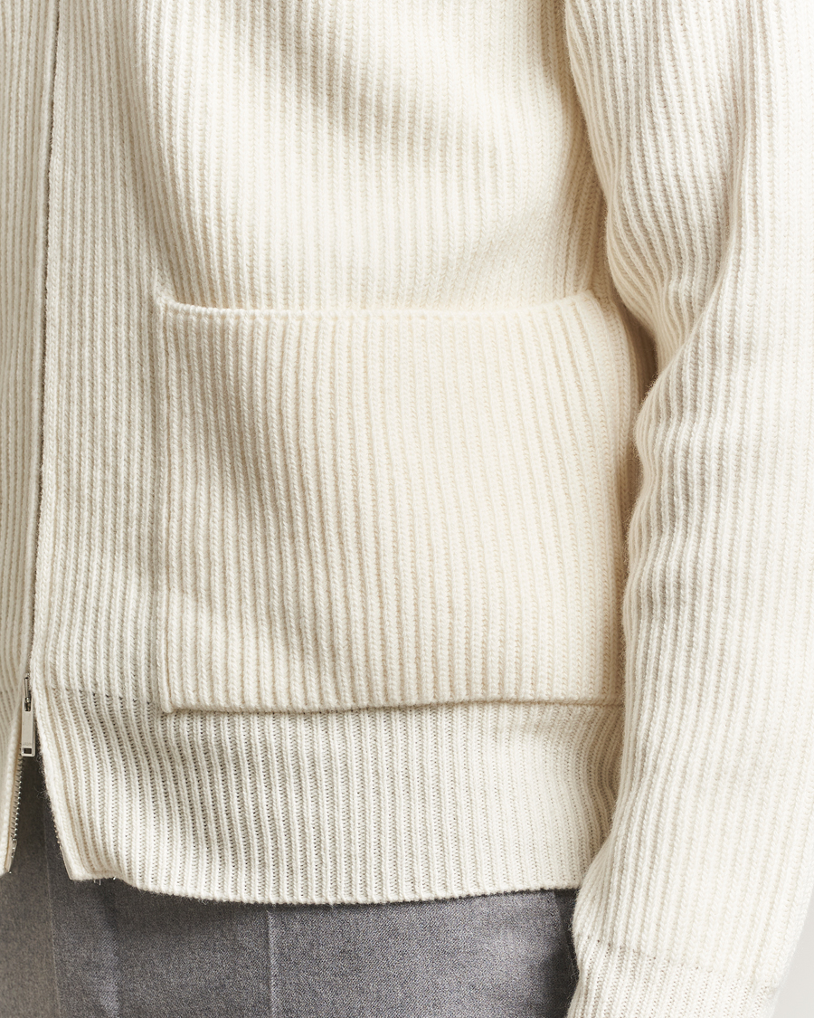 Uomini | Maglieria | Lardini | Wool/Cashmere Knitted Full Zip Hood White