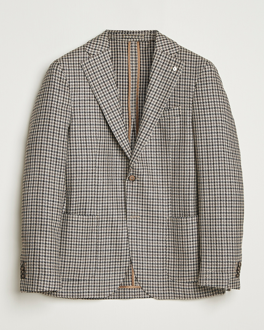 Uomini | Blazers | L.B.M. 1911 | Jack Houndstooth Wool Blazer Brown