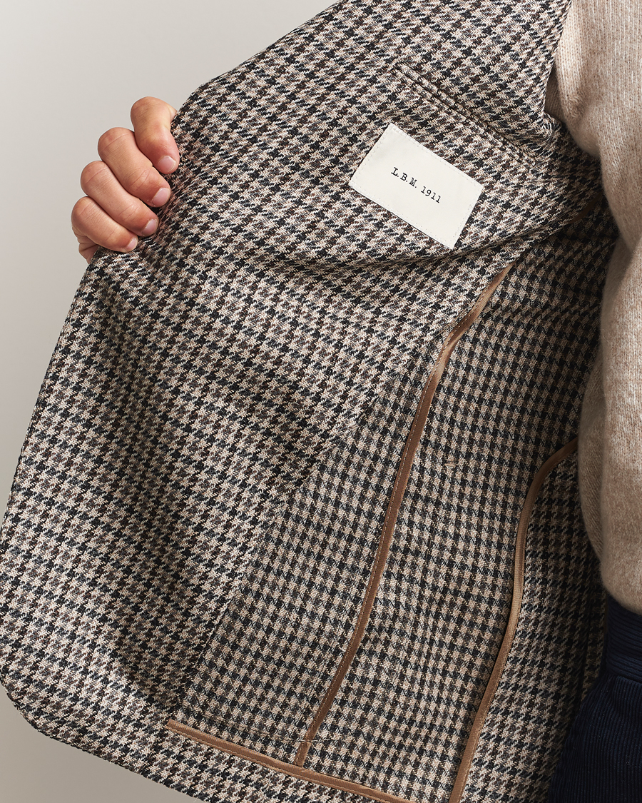 Uomini | Blazers | L.B.M. 1911 | Jack Houndstooth Wool Blazer Brown