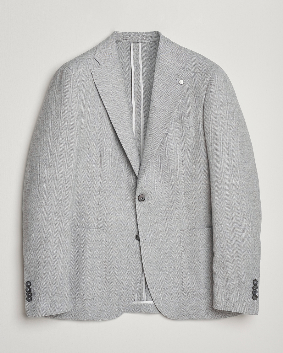 Uomini | Blazers | L.B.M. 1911 | Jack Herringbone Cotton Blazer Light Grey