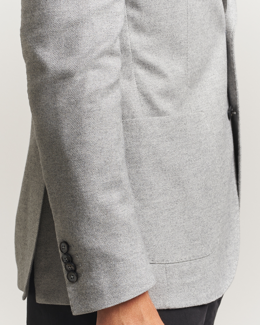 Uomini | Blazers | L.B.M. 1911 | Jack Herringbone Cotton Blazer Light Grey