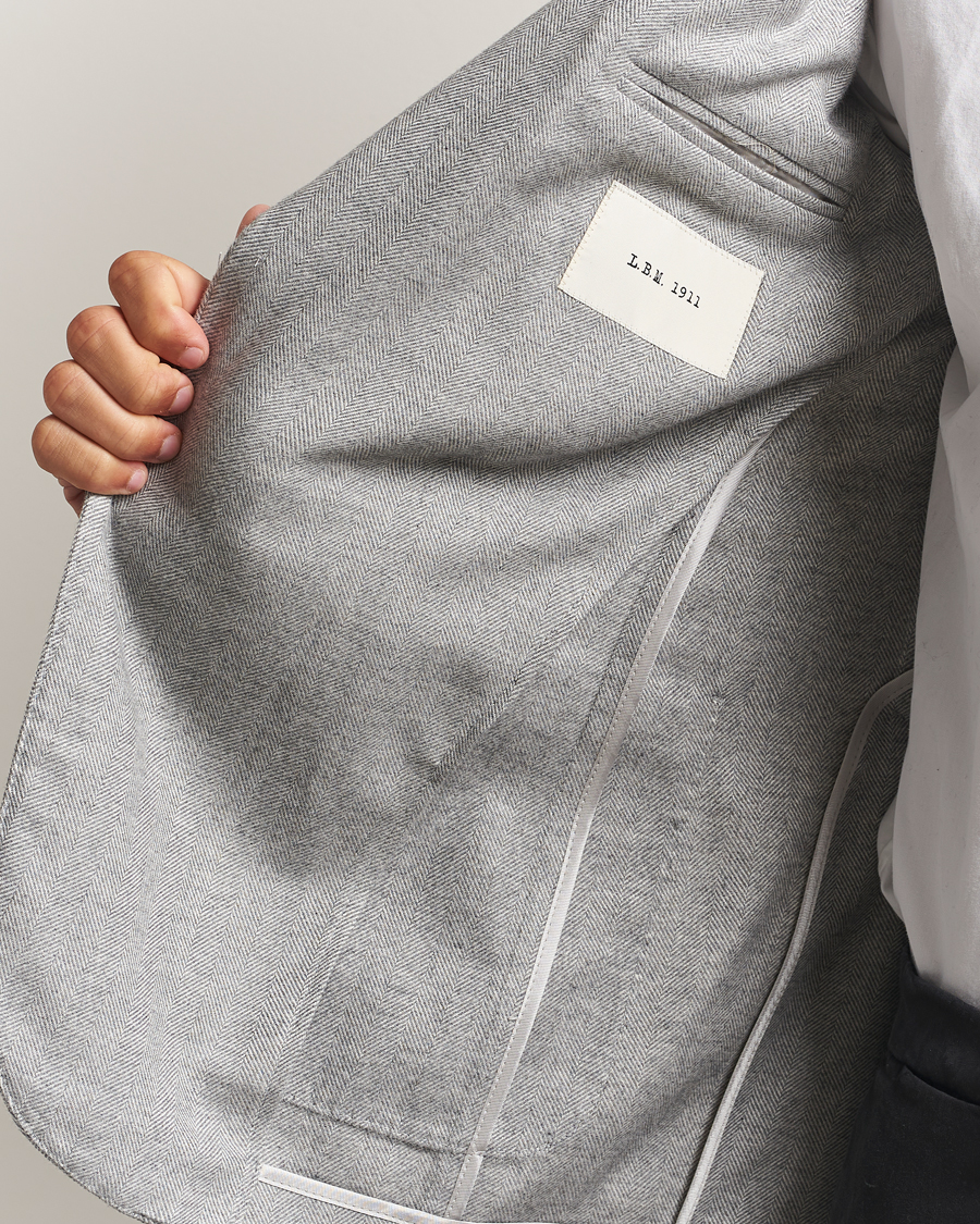 Uomini | Blazers | L.B.M. 1911 | Jack Herringbone Cotton Blazer Light Grey