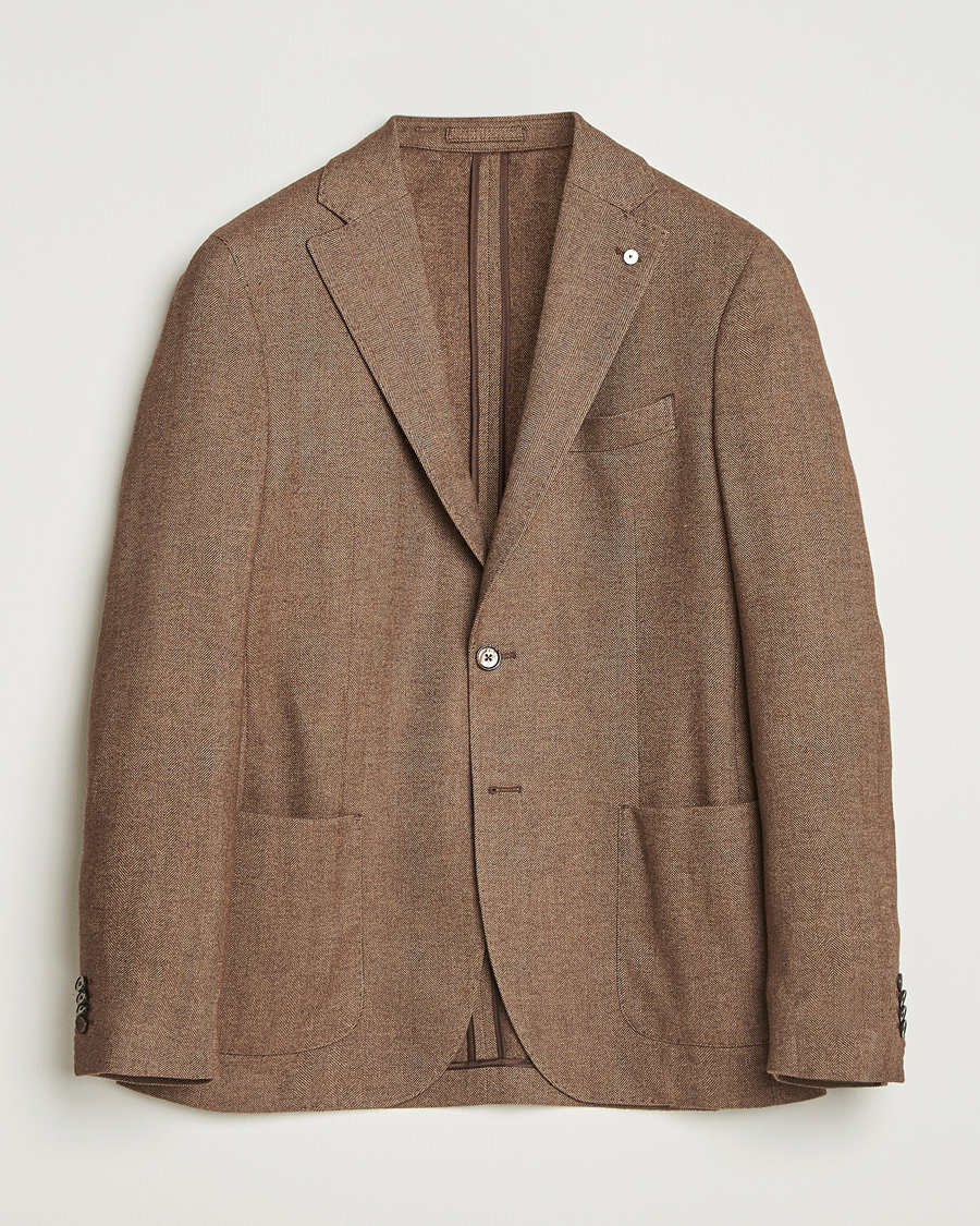Uomini | Blazers | L.B.M. 1911 | Jack Herringbone Cotton Blazer Brown