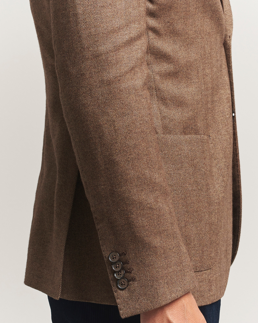 Uomini | Blazers | L.B.M. 1911 | Jack Herringbone Cotton Blazer Brown