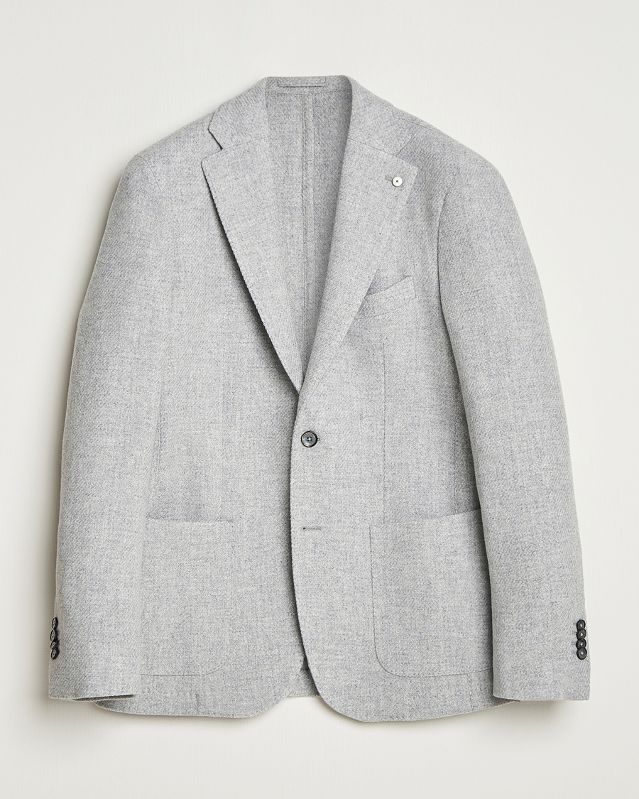 Uomini | Blazers | L.B.M. 1911 | Jack Fly Knitted Wool Blazer Light Grey