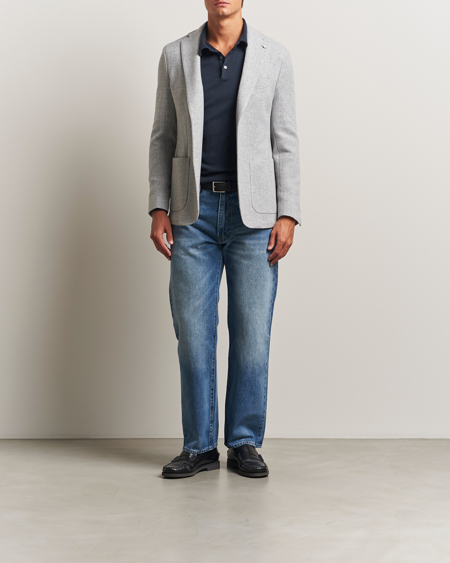 Uomini | Blazers | L.B.M. 1911 | Jack Fly Knitted Wool Blazer Light Grey