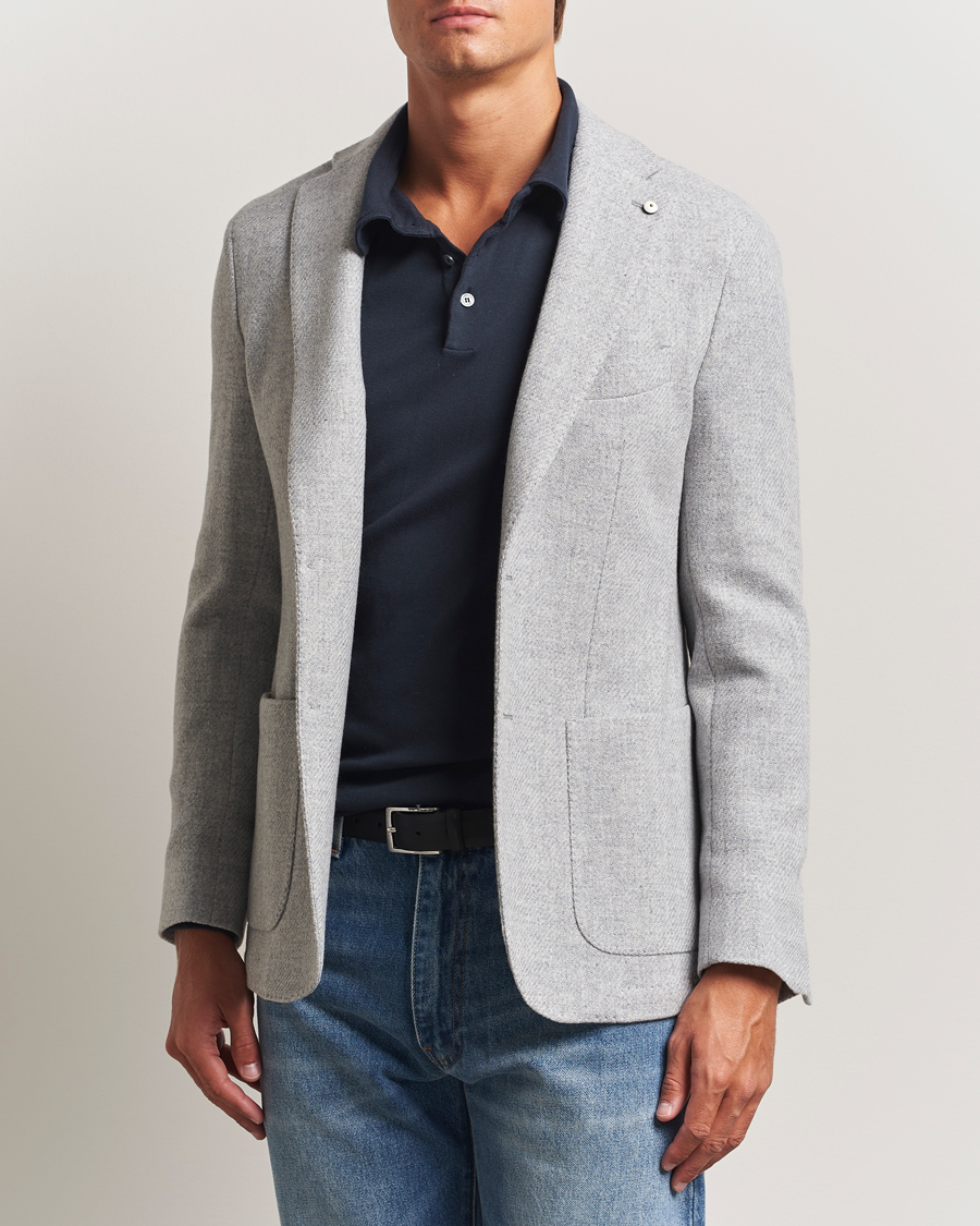 Uomini | Blazers | L.B.M. 1911 | Jack Fly Knitted Wool Blazer Light Grey