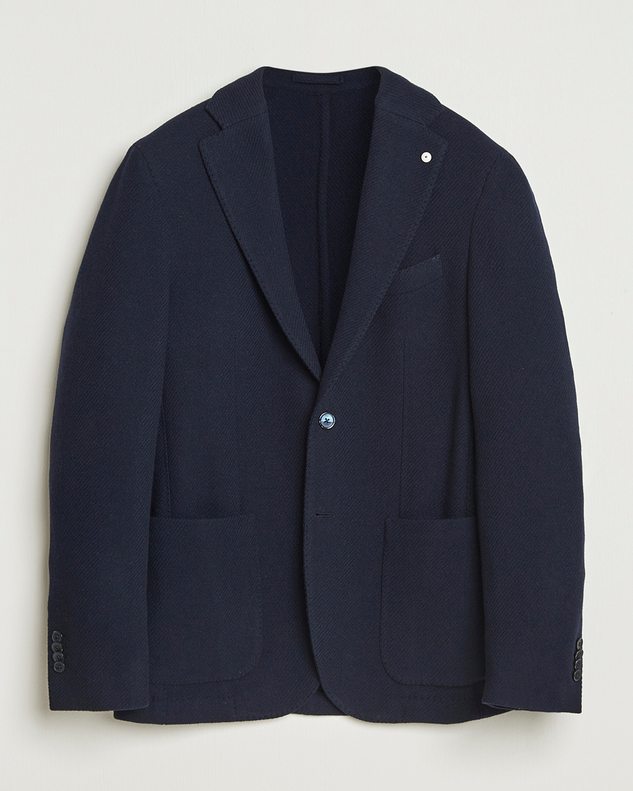 Uomini | Blazers | L.B.M. 1911 | Jack Fly Knitted Wool Blazer Navy