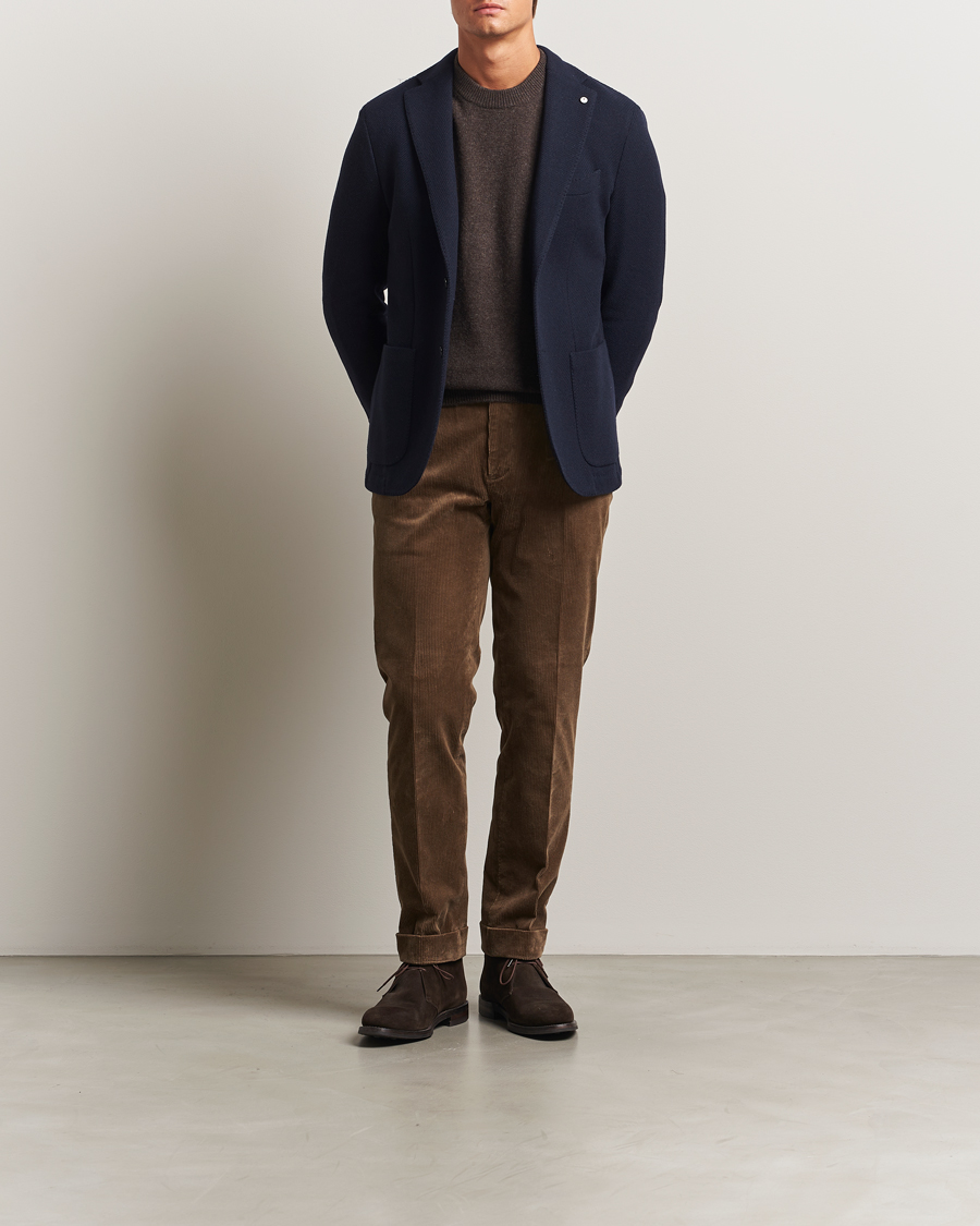 Uomini | Blazers | L.B.M. 1911 | Jack Fly Knitted Wool Blazer Navy