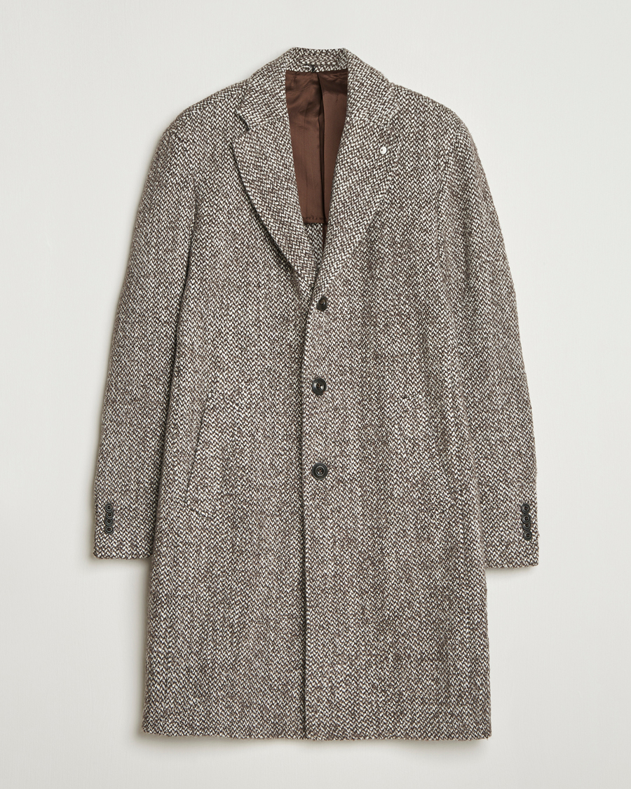 Uomini | Giacche | L.B.M. 1911 | Structure Wool Coat Brown