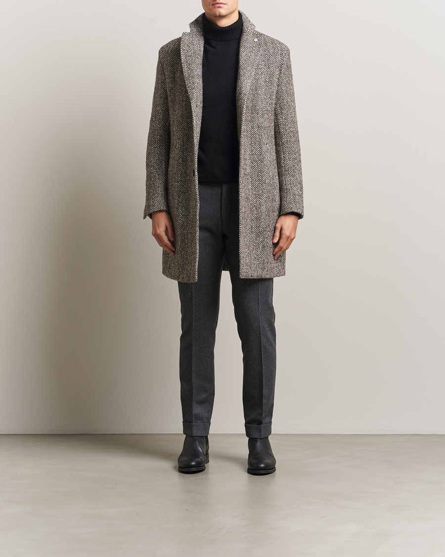 Uomini | Giacche | L.B.M. 1911 | Structure Wool Coat Brown