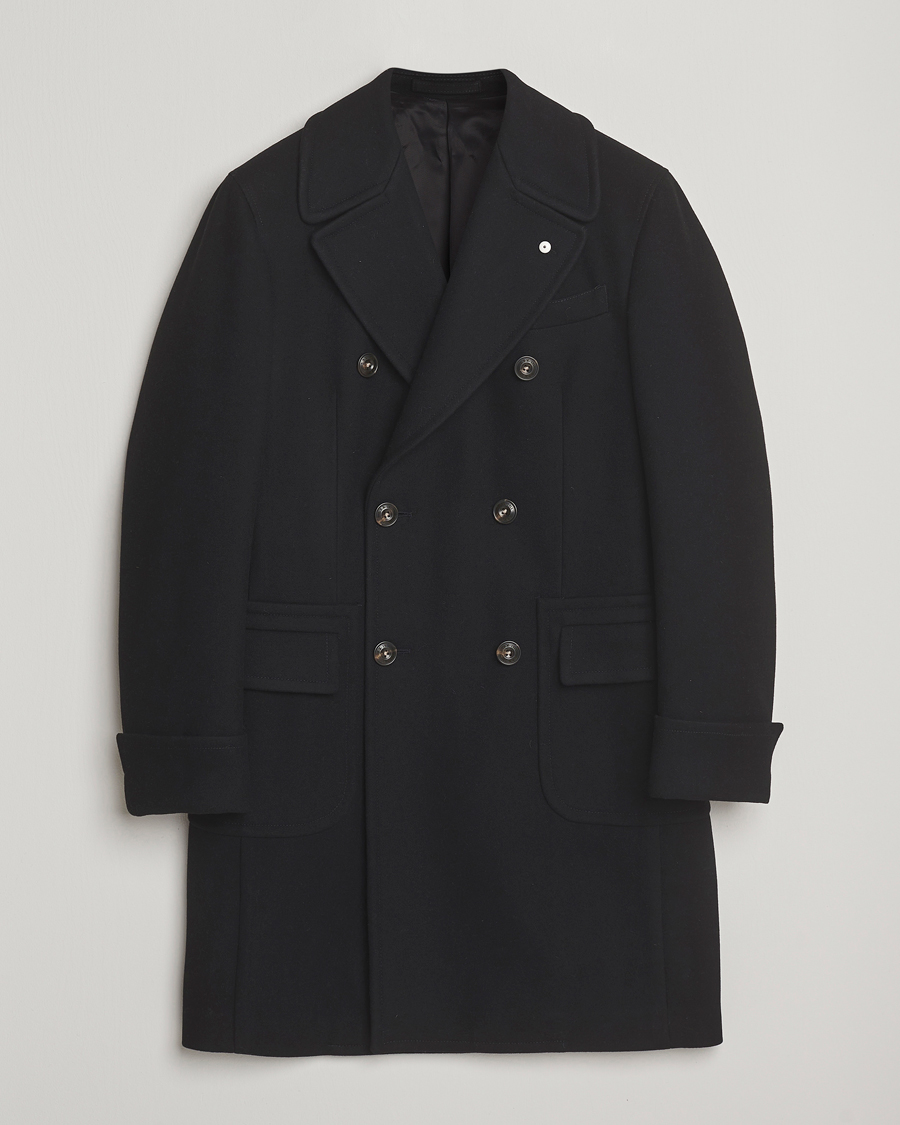 Uomini | Giacche | L.B.M. 1911 | Double Breasted Wool/Cashmere Coat Black